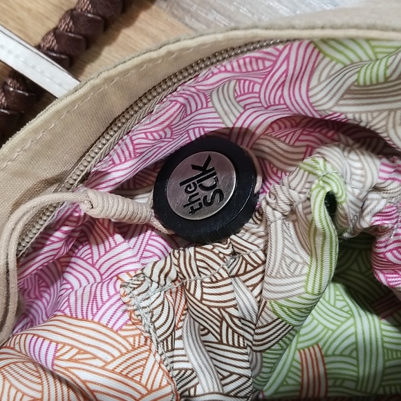 THE SAK THALIA Navy and Beige Small Leather Hobo Bag Purse with Braided Handle - Picture 14 of 16